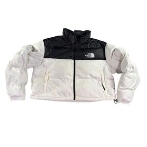 The North Face Nuptse 700 Puffer Jacket Womens 2XL White Black Colorblock Fill
